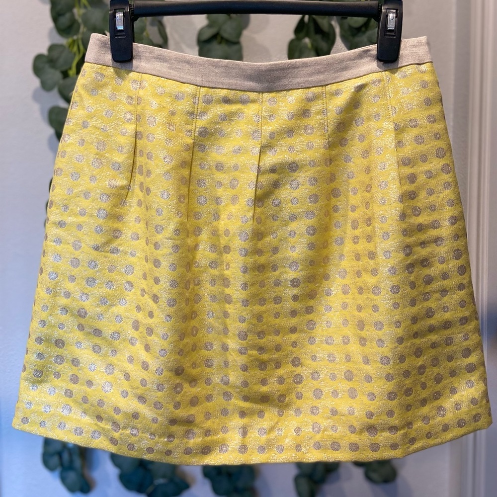 Anne Taylor LOFT A-Line Skirt with metallic thread and polka dot print